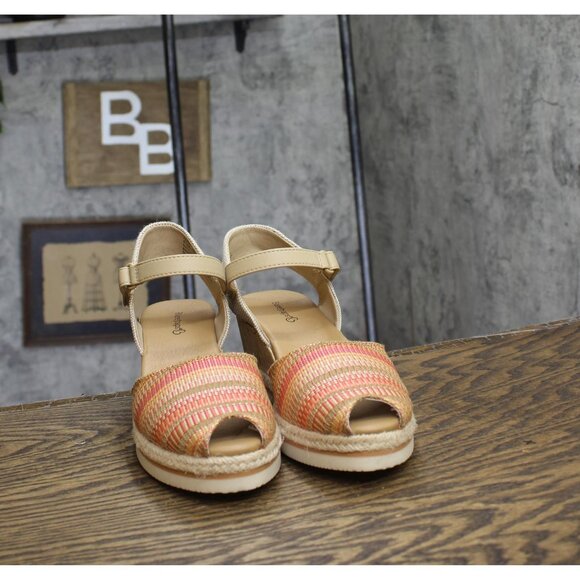 NEW Baretraps Womens Acadia Peep Toe Wedge Sandals BT31127 Coral Multi Pink 8.5M - Picture 11 of 15